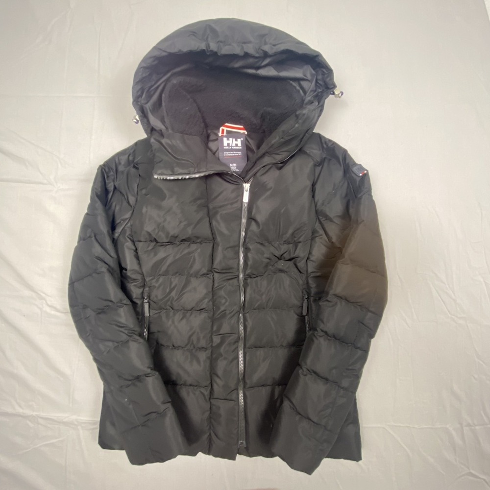 Helly Hansen Women's Black Hooded Puffer Jacket Insulated Coat Medium Winter Ski
